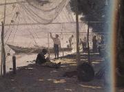 Francois Bocion Fishermen Mending Their Fishing Nets (nn02) oil painting